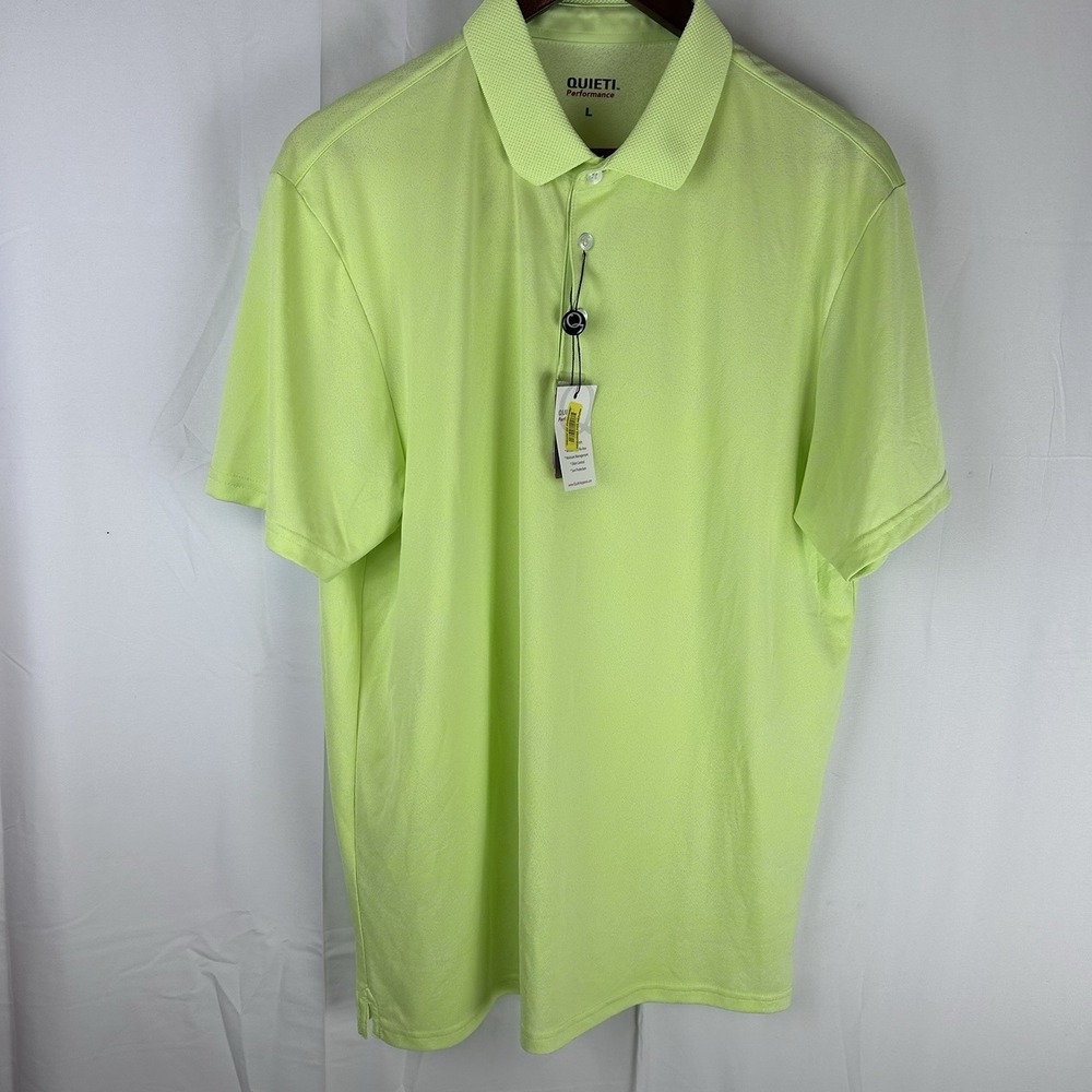 Quieti Shirt Mens Large Performance Polo Neon Green Wicking‎ $85 QS23-82